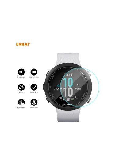 Garmin Swim 2 İçin Enkay Hat-prince 0.2mm 9h 2.15d Kavisli Kenar Temperli Cam Ekran Koruyucu Film İzle