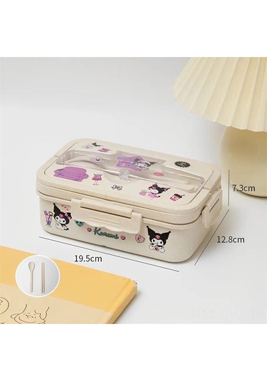 Aubyhe 800ml Buğday Saplı Bento Kutusu, Mikrodalga Uygun, Cep Telefonu Tutucu Kapağı, Çocuklar Ve Çalışanlar İçin, Çift Taraflı Çatal-bıçak, Yeşil Ve Pratik Bej