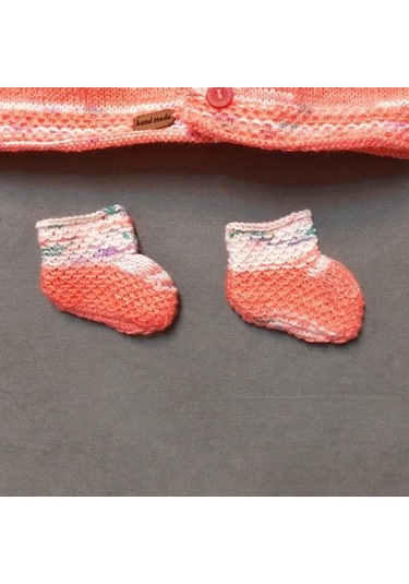 Uretti - Talia 8659 - 8763 El Örgüsü Kız Çocuk Hırka - Şapka - Patik 3'lü Takım - 2 Yaş Yavruağzı