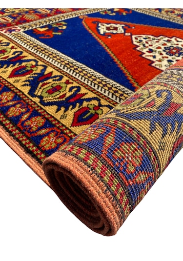 El Dokuma Sıfır Taşpınar Halısı 114x200 Lacivert Kiremit Kök Boya Kiremit