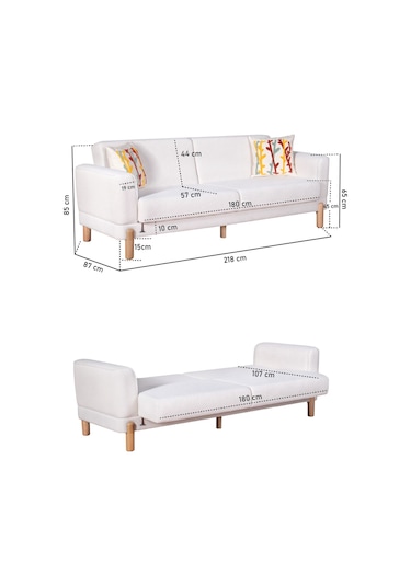 Bohera Bohem Koltuk Üç Kişilik Koltuk Açık Gri Açık Gri