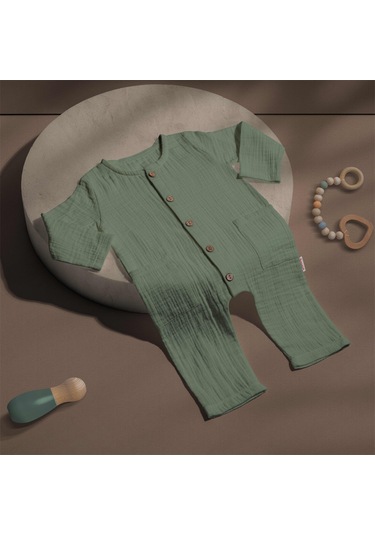 Tiffany Tulum Uzun Kol Çift Kat Müslin Yeşil-9296 Yeşil