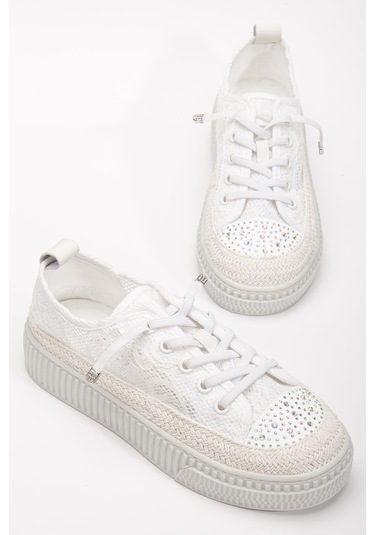 Suins Montero Model File Dantel Detaylı Kadın Spor Ayakkabı Sneaker Beyaz