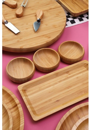 Atbyhome Bambu Sense 6 Kişilik 27 Parça Doğal Bambu Kahvaltı Takımı Kahvaltı Seti Sunum Seti Bambu