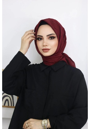 Melodi Scarf Kadın Tesettür Pratik Bambu Kraş Eşarp Bordo Bordo