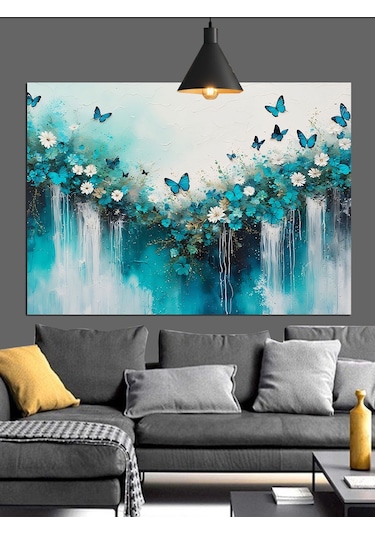 Kelebekler Su Yansıma Sanat Dekoratif Kanvas - Mdf Ahşap Tablo