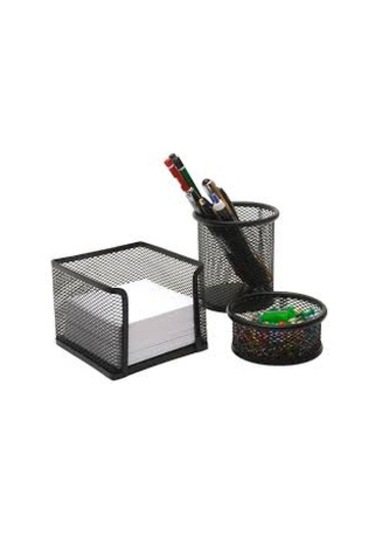 Masa Kalemlik Seti - Siyah Metal 3 Lü Set