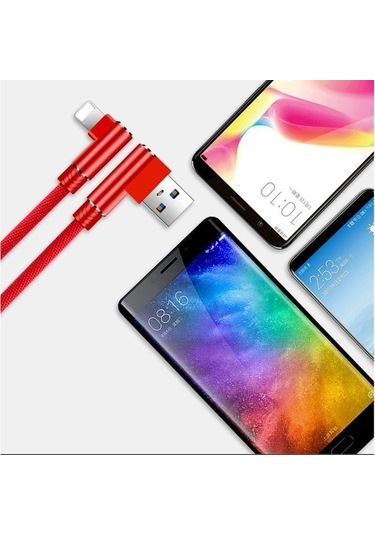 Siyah Naylon Örgü 90 Derece 2.4a Hızlı Şarj Kablosu Android Tip C Usb Veri Kablosu İos Uy Samsung Huawei Xiaomi Cep Kablo 56551913