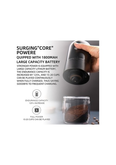 Flybuy Kahve Değirmeni - 25g Kapasiteli, 1800mah Batarya, Siyah Abs-cam Karışımı Kmdj Serisi Siyah