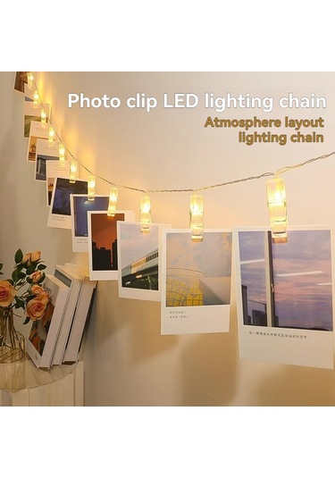 Monyee 50 Tıklama Klipsli 10m 100 Led Bakır Tel Işık Zinciri, Usb Beslemeli Sıcak Beyaz, Noel Dekorasyonu, Fotoğraf Tutucu, Taşınabilir Sürekli Aydınlatma Beyaz