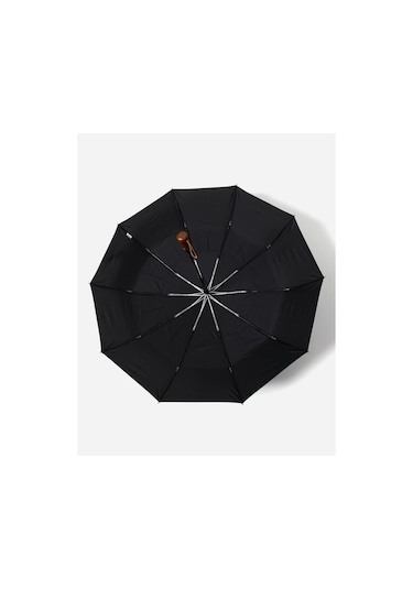 Parachase Ahşap Saplı Otomatik Premium Şemsiye Ahşap Saplı Çift Katmanlı - Çıtçıt Kılıflı Siyah