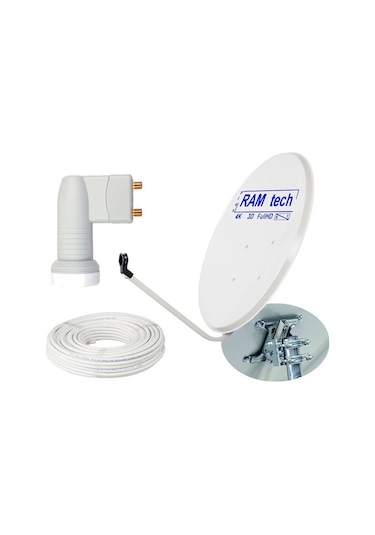 70 Cm Ofset Çanak Anten Full Set Montaj Ayağı Çiftli Lnb 25 Met