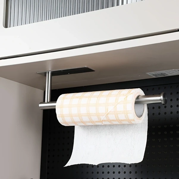 Chuangyinshop Silvery Paslanmaz Çelik Kağıt Havlu Askısı Duvar Montaj Deliksiz Altın Kaplama Gümüşi