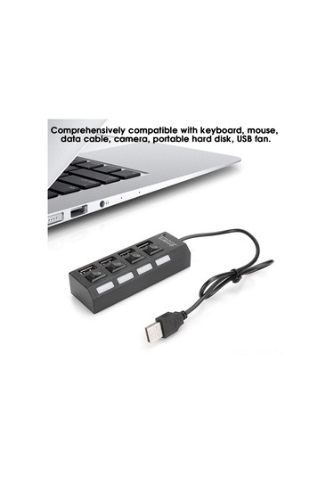 Yuntech01 Usb 2.0 4 Portlu Hub İle Bağımsız Anahtarlar, 480mbps Hızlı Veri Transferi, Siyah Abs Malzeme, Led Göstergeli Ve Ev/araçta Kullanımı İçin Uygun