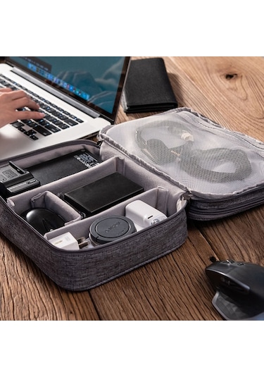 Sones 5 İnç Çok İşlevli Elektronik Dijital Kulaklık Güç Kablosu Saklama Çantası Lake Blue