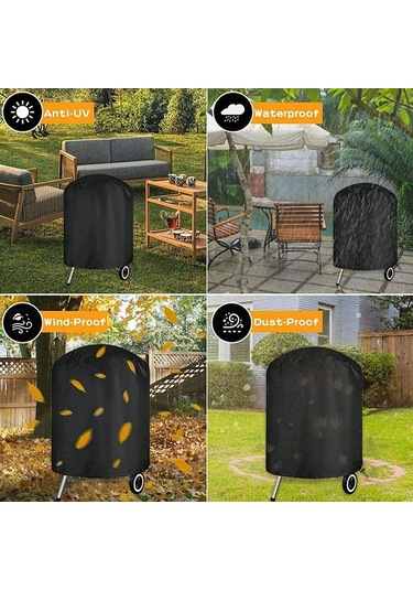 Shineyee Dış Mekan Mangal Koruması Siyah Su Geçirmez 70x70cm: Mangal, Barbekü Ve Odunluk Korumak İçin Dayanıklı Kumaşlı Kılıf Siyah