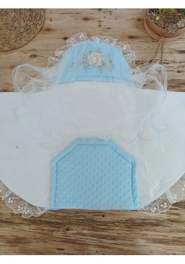Yenidoğan Topçikli Gül Bahçesi Tül Örtülü Kız Erkek Bebek Klasik Kundak Bebek Battaniyesi Mavi Çok Renkli