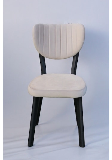 Rita Serisi, 1 Adet Cappucino Renk Elma Model Mutfak Sandalyesi, Yemek Sandalyesi Siyah Metal Ayak