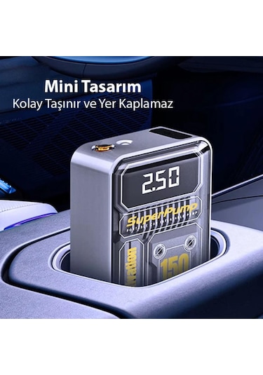 Coofbe 60w 30000rpm Şarjlı Kablosuz 150psi Araç Lastik Pompası Tüm Araçlara Uyumlu Hava Kompresör