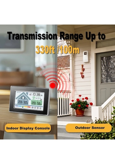 Honeybeeshop Teplom Kablosuz Iç Dis Termometre 5055c Uzaktan Sıcaklık Higrometre 99 97 Metre Menzil Siyah 1 Sensor