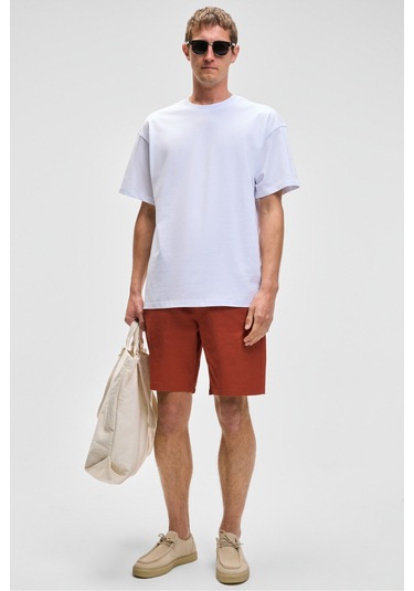 FEON Erkek Oversize Geniş Kesim %100 Organik Pamuk Kalın Dokulu Yuvarlak Yaka Beyaz T-Shirt