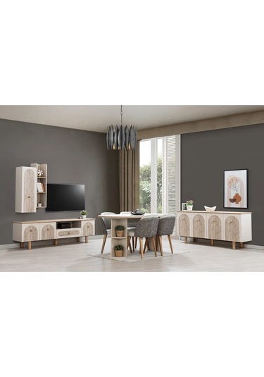 Eris Yemek Odası Takımı Yemek Masası + 4 Adet Sandalye Beyaz