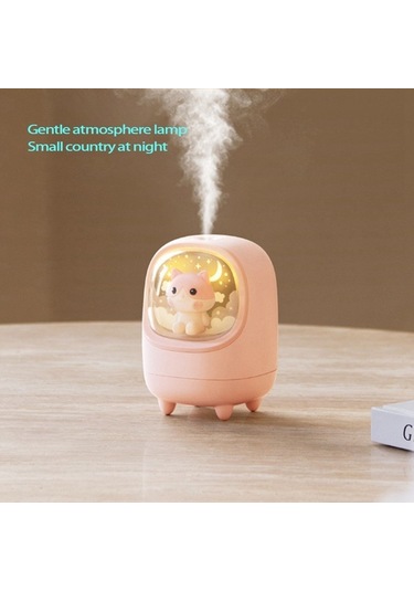 Agoodshop M23 Ev Nemlendirici, Sevimli Pet Uzay Kapsülü, Usb Hava Arıtma, Gece Lambası, 1200mah Büyük Pil