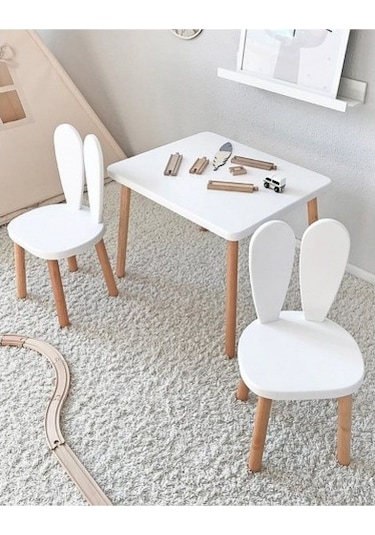 Bee Smart Ms-11 Beyaz Naturel Masa Sandalye Seti 1 Masa 2 Sanda BEESMART.010 Diğer