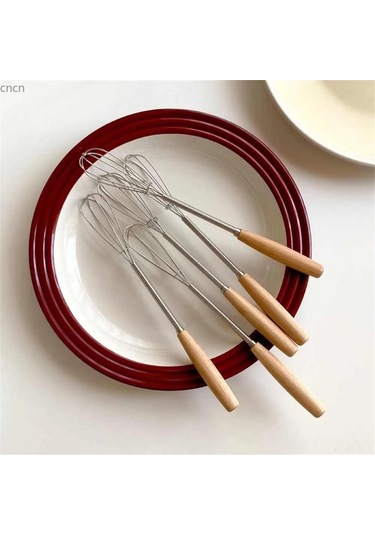 Yuntech01 Ahşap Saplı Paslanmaz Çelik Mini Çırpıcı - 20.5 Cm, Evde Pastane Kalitesi Karışımlar İçin Diğer