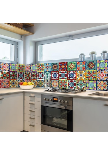 Beyaz & Kırmızı Renkli Desen Seramik Fayans Duvar Etiket Masaları Banyo Mutfak Ev Dekor Duv Su Geçirmez Duvar Sticker Dğ. 56651311 Diğer