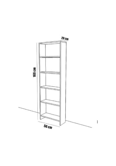 5 Raflı Kitaplık Raf Kütüphane Beyaz