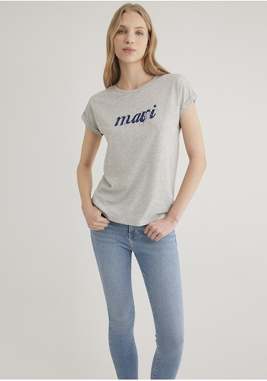 Mavi - Mavi Logo Baskılı Gri Tişört 166422-25702 Gri