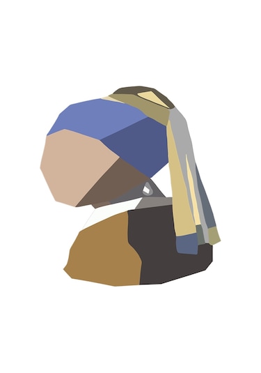 Renkli Vektör İnci Küpeli Kız Ve Portreler Doğal Taş Bardak Altlığı 4'lü Set - Natural Stone Coasters - Taş Çok Renkli