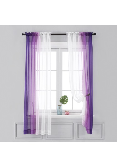 Teltree Lila Renkli Sol-sağ Degrade Dokuma Perde, 1.32m Genişlik X 1.6m Uzunluk, Işık Filtreleyici, 2 Adet