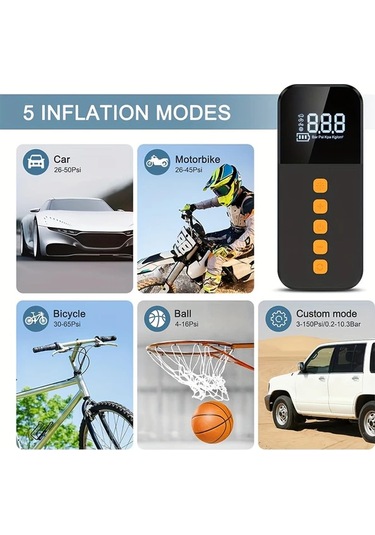Willowhaven 3000mah Power Bankli Kablosuz Taşınabilir Araba Kompresörü Dijital Led Ekranlı 150 Psı