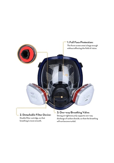 Jialan Kimyasal Maske 6800 Gaz Maskesi Toz Geçirmez Maske Boya