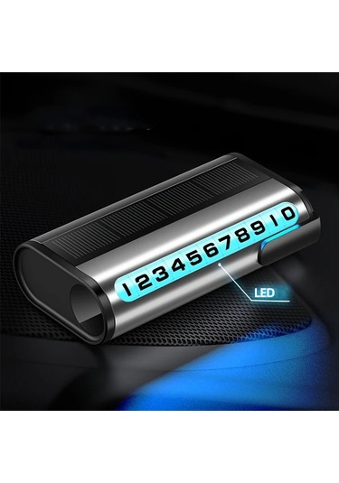 Honeybeeshop Gümüş Üç Renk Seçenekli Güneş Enerjili Şarjsız Gece Lambası Döner Kadran Gizli Ekran Yüksek Kaliteli Park Numarası Kartı Telefon Tutucu