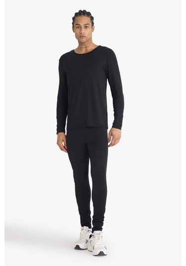 Defacto Slim Fit Dar Kesim Bisiklet Yaka Uzun Kollu Üst G2561ax25wnbk27 Siyah-bk27