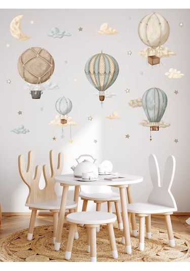 Baby Kingdom Room Duvar İçleri İçin Desenli Dekoratif Sticker'lar: Bulutlu Toplar 218267600 Bej