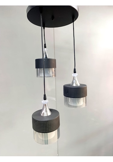3 Lü Füme Çift Cam Lüx Sarkıt SİYAH 1.MODEL