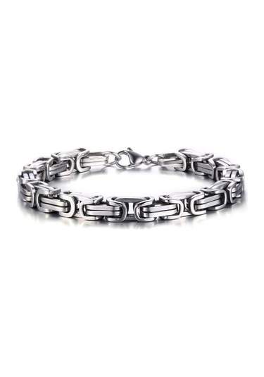 Gümüş Hnsp 8mm Paslanmaz Çelik El Zinciri Erkekler Için Bilezik Motosiklet Bisikletleri Kaya Erkek Takı 18cm