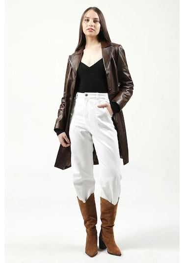 Dericlub Neri Gerçek Deri Kadın Kaban