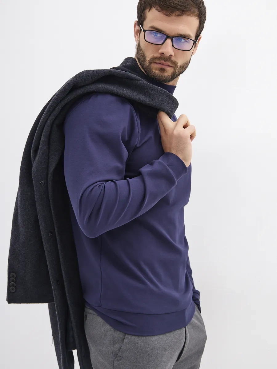 Adıl Collectıon Klasik Yaka Hasarlı Kazak 468806580 Koyu Mavi Grafit