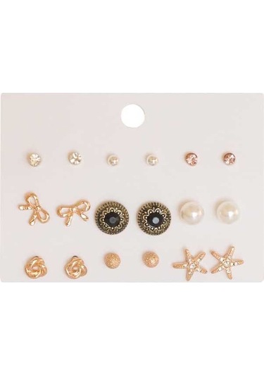 Flybuy Zarif Tasarım Tarzınızı Tamamlayın Şık Seti, Küpe İle Diğer Çift 9 Ft Çok Renkli