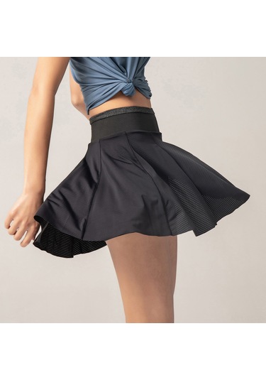 Skycity Spor Etek Şort: Nefes Alabilen, Hızlı Kuruyan, Yüksek Belli Antrenman Eteği Cep Detaylı SiYAH