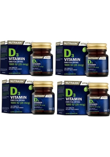 Nutraxin Vitamin D3 1000 IU 120 Tablet 4 Adet