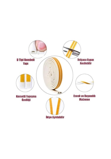 Contacall Bondit 2'li Kauçuk Kapı ve Pencere Izolasyon Bandı Fitili 1X2 2 MT Kahverengi