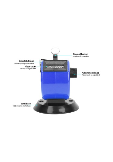 Yaozixa Berm Mekanik El Sayacı, 4 Basamaklı Abs Kasa, 9999'e Kadar Sayma Aralığı, Kanca Ve Tabanlı, Masaüstü/kollektif Toplamlar İçin Mavi