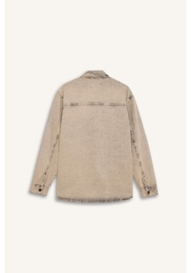 DeFacto Relax Fit Cepli Uzun Kollu Jean Gömlek D0447AX24AUBN105 Kahve