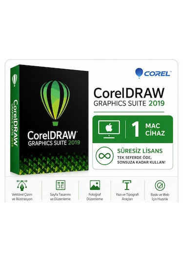 Corel Coreldraw Graphics Suite 2019 Mac - 1 Mac Cihaz Süresiz Dijital Kod